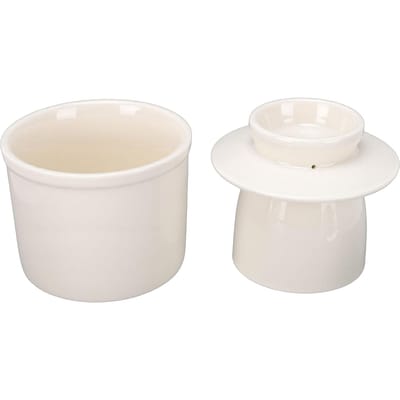 Pot à Beurre Garde-Beurre 350ML Céramique Porte-Contenant à Beurre avec Couvercle pour Cuisine Maison white