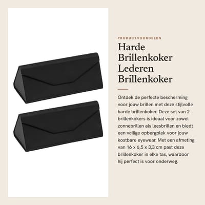 Dailygoods- Brillenkoker Harde Case - Brillenkoker Dames/Heren - Zonnebrillenkoker - Lichtgewicht - 2 Stuks - 16 x 6,5 x 3,3 cm - Brilcase