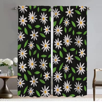 Elegante Kamergordijnen 2 Stuks Gele Madeliefjesbloem Verduisterende Gordijnen voor Camera Halloween Decoratie Raamgordijn Scheidingswand W50xH70cmx2pcs-CL gray