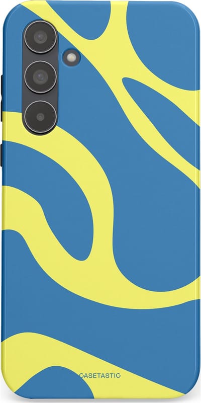 Casetastic hoesje geschikt voor Samsung Galaxy A55 - Dubbellaagse bescherming - Blauwe Gele Zee Stranden - Fashion Case - Lavendel Goud Lichtblauw
