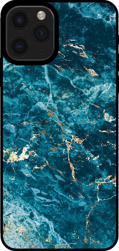 Smartphonica Telefoonhoesje voor iPhone 11 Pro met marmer opdruk - TPU backcover case marble design - Blauw geschikt voor iPhone 11 Pro