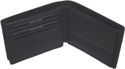 Oi zwarte leren billfold laag model / platte heren portemonnee voor 9 pasjes / dunne beurs voor heren pasjesklep omhoog / RFID SAFE / zwart leer / 325