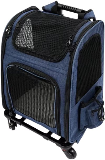 Huisdierendraagtas – Voor kleine huisdieren – 2-in-1 multifunctionele rugzak en buggy – Zwart