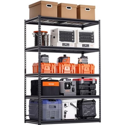 VEVOR Opslagstelling, 1361 kg, 5-laags zware stelling voor garage, 609,6 x 1219,2 x 1828,8 mm, verstelbare boutloze stelling voor industriële stellingen, multifunctionele stelling, kelderstelling voor keuken, magazijn, kelder, zwart