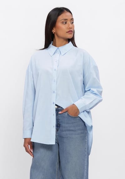 My Essential Wardrobe Mwvilda Sunna Boxy Shirt Dames - Jurken - Lichtblauw - Maat 38