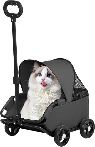 Dierenwagen - Huisdierbuggy - Comfortabel Reizen - Geventileerd Gaasontwerp - 58 x 40 x 15 cm - Zwart