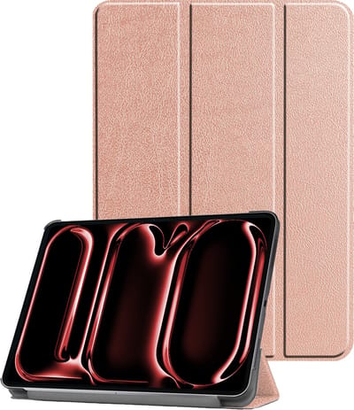 Hoes - Geschikt voor Apple iPad Pro (2024/2025) - 13 inch - Dun & Stevig - Trifold Bookcase - Hard Cover - Hardcover Book Case - Tablet Hoesje - Rosé goud