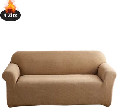 Livano Bankhoes - Bankbeschermer - Stretch - Sofa Cover - Effen - Khaki - 4 Zits