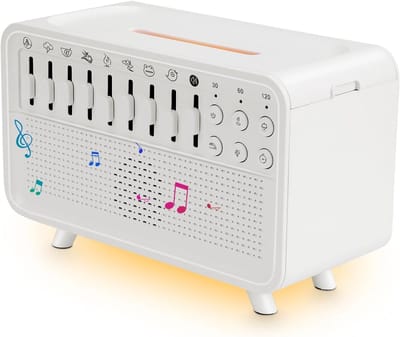 White Noise Machine voor baby's, 4-in-1 bluetooth-soundbox, natuurgeluiden, box met 8 omgevingsgeluiden en timer, met diffuser voor etherische oliën, witte ruis voor slaap, meditatie, yoga.