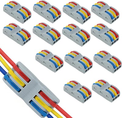 Verbindingsklemmen - Kroonluchterklemmen Doorgangsconnector - Elektrische Installatie - Vlamvertragend Nylon - 13 stuks - Meerkleurig