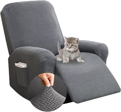 Complete Set van 4 Stoelhoezen voor Relaxstoelen - Bescherming voor Meubels, Stretch en Met Zakjes (Donkergrijs)