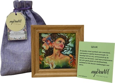 Zakje Geluk - Mini artprint Goudvis in lijstje - spiritueel geschenk - cadeau vrouw - myDeaNA