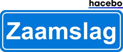 Hacebo - Plaatsnaam Sticker - 29x10 CM - Zaamslag sticker - Verkeersborden sticker - grappige cadeaus - Zaamslag