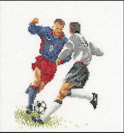 Thea Gouverneur - Borduurpakket met telpatroon - 3030A - Voorgesorteerde DMC Garens - Voetbal - Aida - 16 cm x 17 cm - DIY Kit