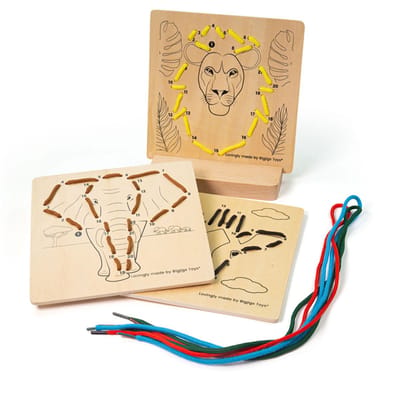 Bigjigs Wooden Puzzle by Numbers - Jungle 8 piece Hout