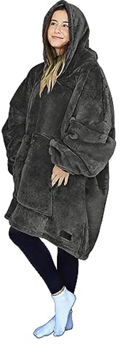 Oversized Sherpa Hoodie Blanket voor Dames en Heren - Zachte en Comfortabele Draagbare Hoodie met Voorzak