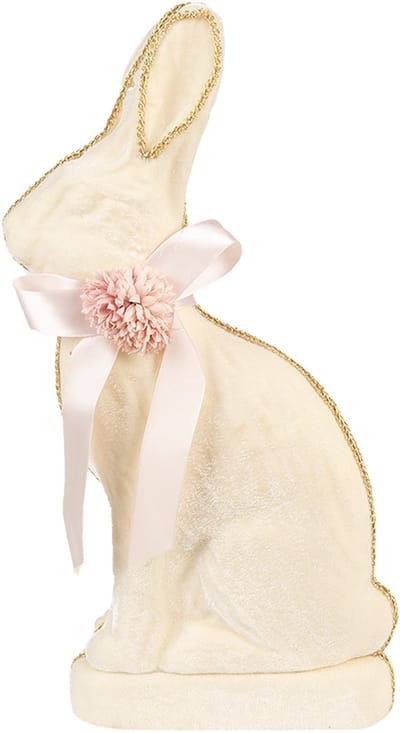 Clayre & Eef Decoratie Beeld Konijn 22x8x41 cm Beige Textiel