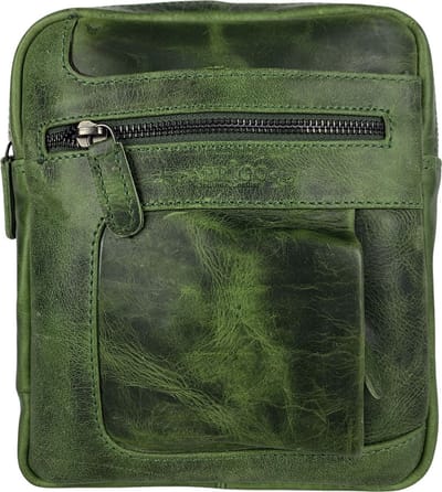 Unisex Schoudertas Crossbody Tas - Soepel Rundleer - Verstelbare Schouderriem - Groen