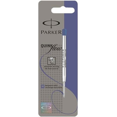 Parker balpenvullingen | Medium punt (1,0mm) | Blauwe QUINKflow inkt | 1 stuk