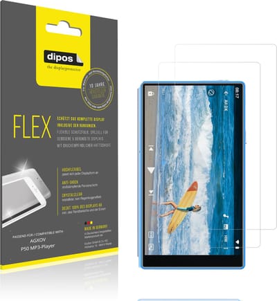 dipos – 2x Beschermfolie geschikt voor AGXOV P50 MP3-Player | 3D Full Cover Screenprotector | 100% Passend
