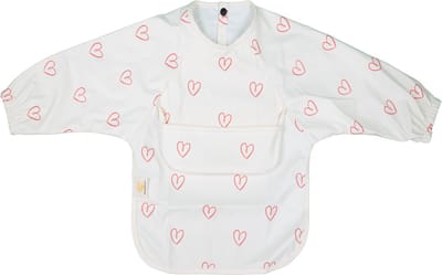 Honeybears Slab met mouwen – Waterproof slabbetje met mouw – Knutselslabber - 12 tot 36 maanden - Hartjes