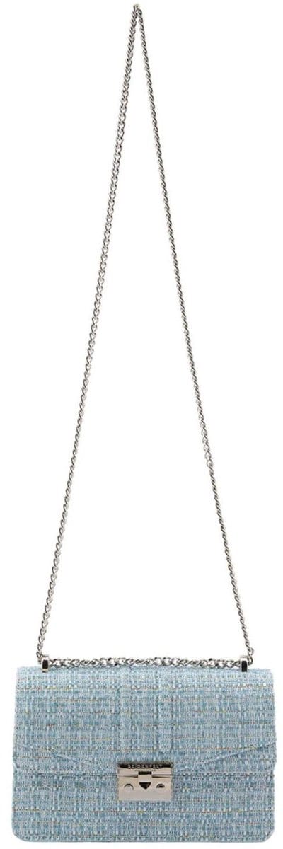 SEIDENFELT MANUFAKTUR schoudertas avondtas Roros East-West Bag Sea Blue Tweed Lichtblauw