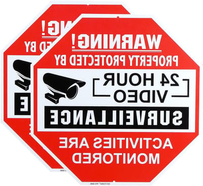 Videobewaking Borden - Waarschuwingsborden CCTV - Veiligheid Verhogen - Reflecterend Materiaal - 30x30 cm - Rood Zwart