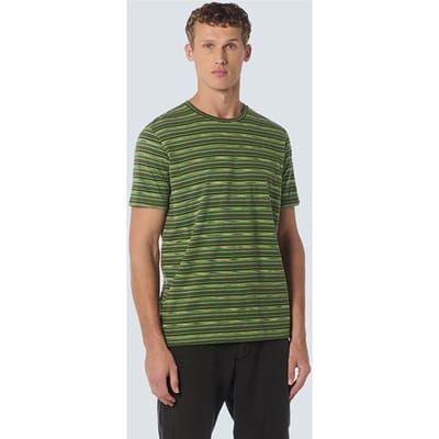 No Excess T-shirt Crewneck Multi Coloured Stripes Green Maat: XL | T-shirts met Print Outlet | Heren | Groen