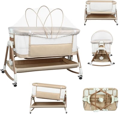 Linkforu - 3-in-1 Baby Reisbed met Matras – Campingbedje - 6 hoogtes – Wiegfunctie – Geschikt voor Kinderen van 0 - 2 Jaar - Wit