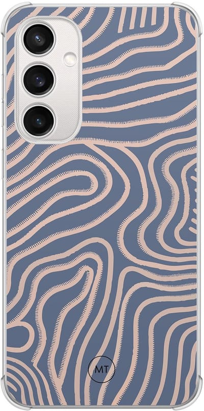 Hoesje (shockproof) geschikt voor Samsung Galaxy S23 FE - Flowing lines - Extra sterke case - TPU/polycarbonaat - Print - Paars, Transparant