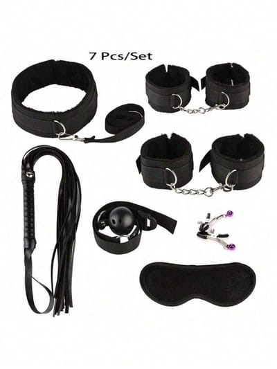 Oneay BDSM bondage 7-delige set, hoogwaardige seksspeelgoedset voor stellen, SM-set voor volwassenen, anale inserter voor man en vrouw, penisring, handboeien bondage SM-set, seksspeelgoed