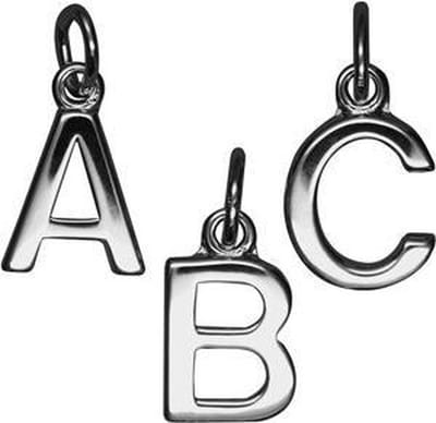 Zilveren Blokletter B massief ketting hanger - gepolijst
