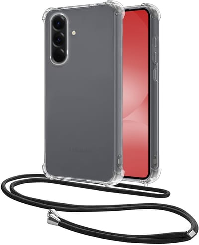 Hoesje - Geschikt voor Samsung Galaxy A56 - Met Koord - Shock Proof - Siliconen Case - Back Cover - Telefoonkoord - Telefoon Hoes Shockproof - Telefoonketting - Transparant