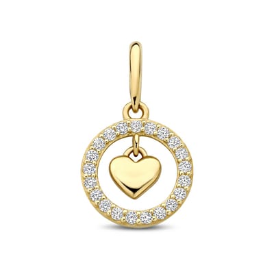 New Bling - 9NBG-0945 - 14K geelgouden hanger – O-vorm – met hartdetail