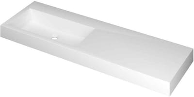 INK Momento Wastafel Polystone Wasbak Links Zonder Kraangat - 1400x450x90 mm - Mat Wit