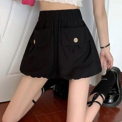 Short Lanterne Citrouille pour Femmes Vêtements de Printemps et d'Été Nouveaux Pantalons Décontractés Amples à Taille Haute Élastique 4XL gray