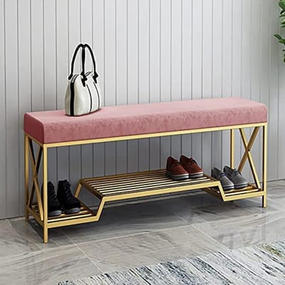 Luxe Opbergbankje - Voetenbank Hal - Schoenen Wisselen - Sterke Draagkracht - 120x35x45cm - Roze
