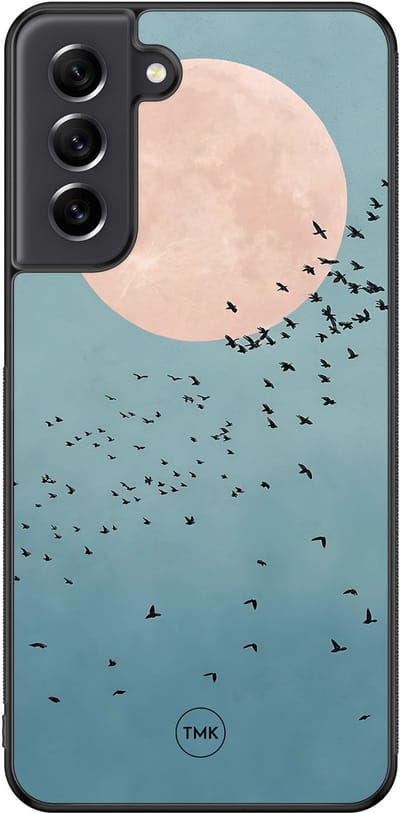 Hoesje geschikt voor Samsung Galaxy S21 FE - Moon birds - Blauw - TPU case - Vogel - Hardcase zwart telefoonhoesje