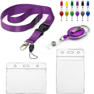 Dailygoody - Lanyard met kaarthouder - ID-badge set - Afneembaar veiligheidssleutelkoord - Intrekbare YoYo Reelclip - Waterdicht - Geschikt voor dagel...
