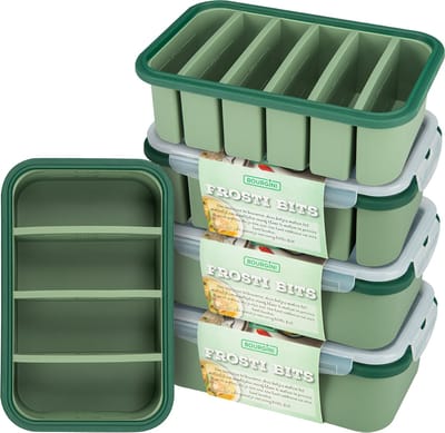 Bourgini Frosti Bits – Duplo Dinner Diepvriesbakjes set – 5 Siliconen Meal Prep Bakjes – Lekvrij – BPA-vrij