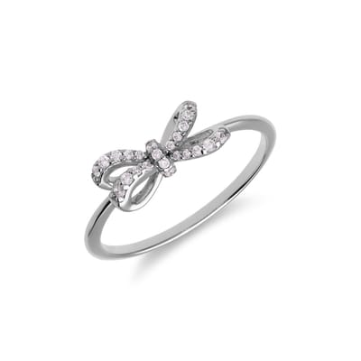 Lucardi Dames Zilveren ring strik zirkonia - Ring - 925 Zilver - Zilverkleurig - 16 / 50 mm