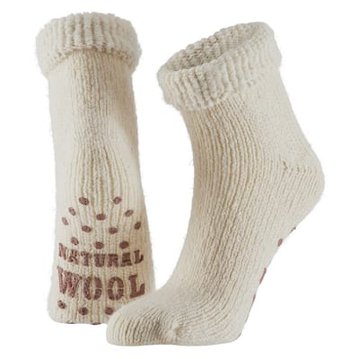 Wollen Kinder Huissokken - Anti slip - Licht beige / 23/26