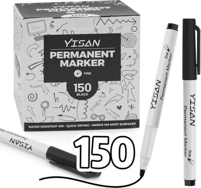Set van 12 Zwarte Permanente Markers met Fijne Punt voor Glas en Steen
