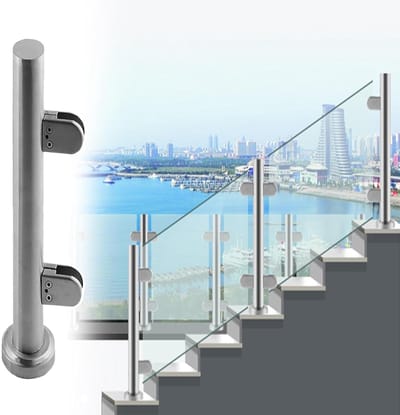Glazen Reling Paal - Balustrade Kolom - Terras Afscheiding - Roestvrij Staal 304 - 130 cm - Zilver
