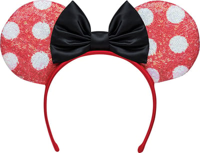 DISNEY - MINNIE, Minnie Mouse haarband/diadeem met pailletten en strikoren, rood/zwart, maat Kind