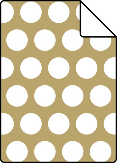 Proefstaal ESTAhome behang grote stippen glanzend goud en wit - 26.5 x 21 cm - 139116-S