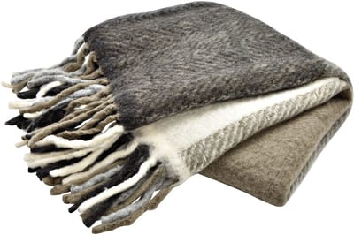 Plaid van geruit textiel, grijs (B/H/D) 130x170x1cm -wollen deken in tinten grijs en beige