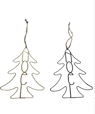 House of Seasons Kersthanger Noel boom - Goud,Zwart Set van 2 , L23xB0,3xH30cm