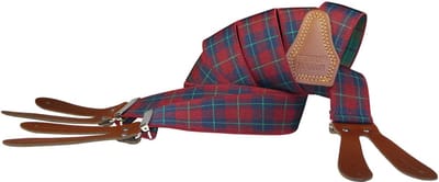 Pierre Mouton - Bretel - Volwassenen - Heren - Tartan - Bretel - met Leertjes - Bordeaux - 120cm - 35mm - M - L