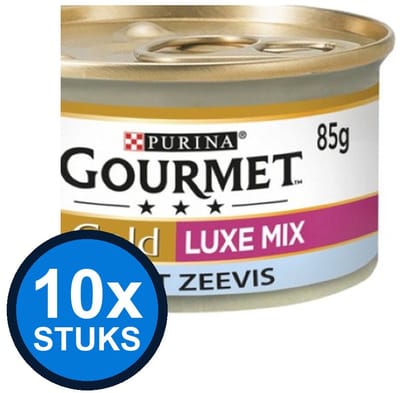 10x Gourmet - Gold Luxe Mix Zeevis - Kattenvoer Natvoer - 85g